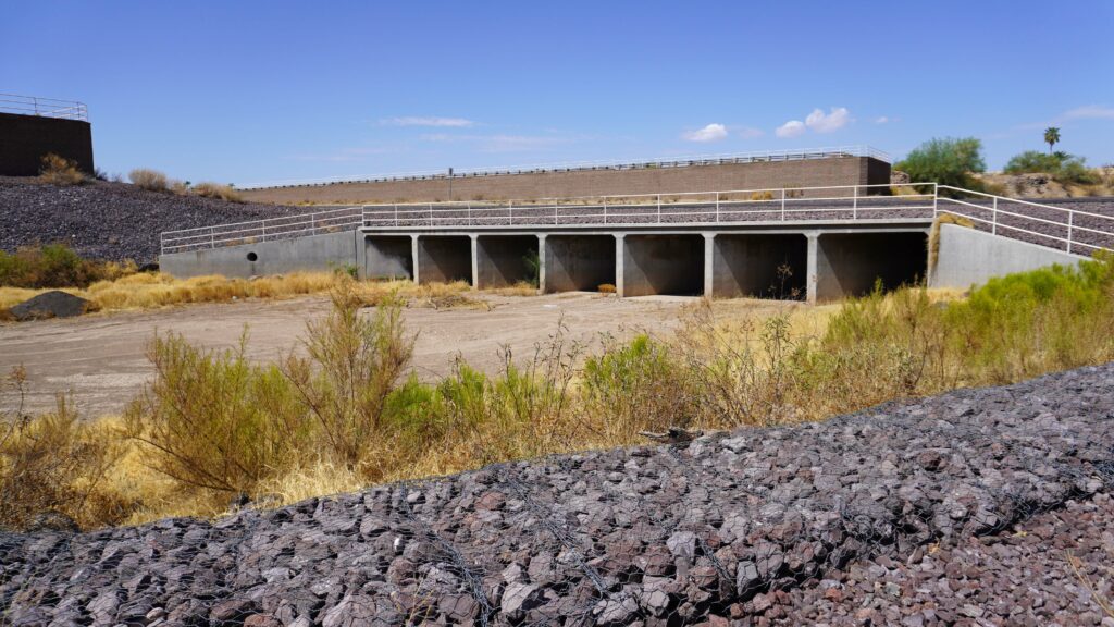 image of a box culvert with 8 passages for flood water to pass through