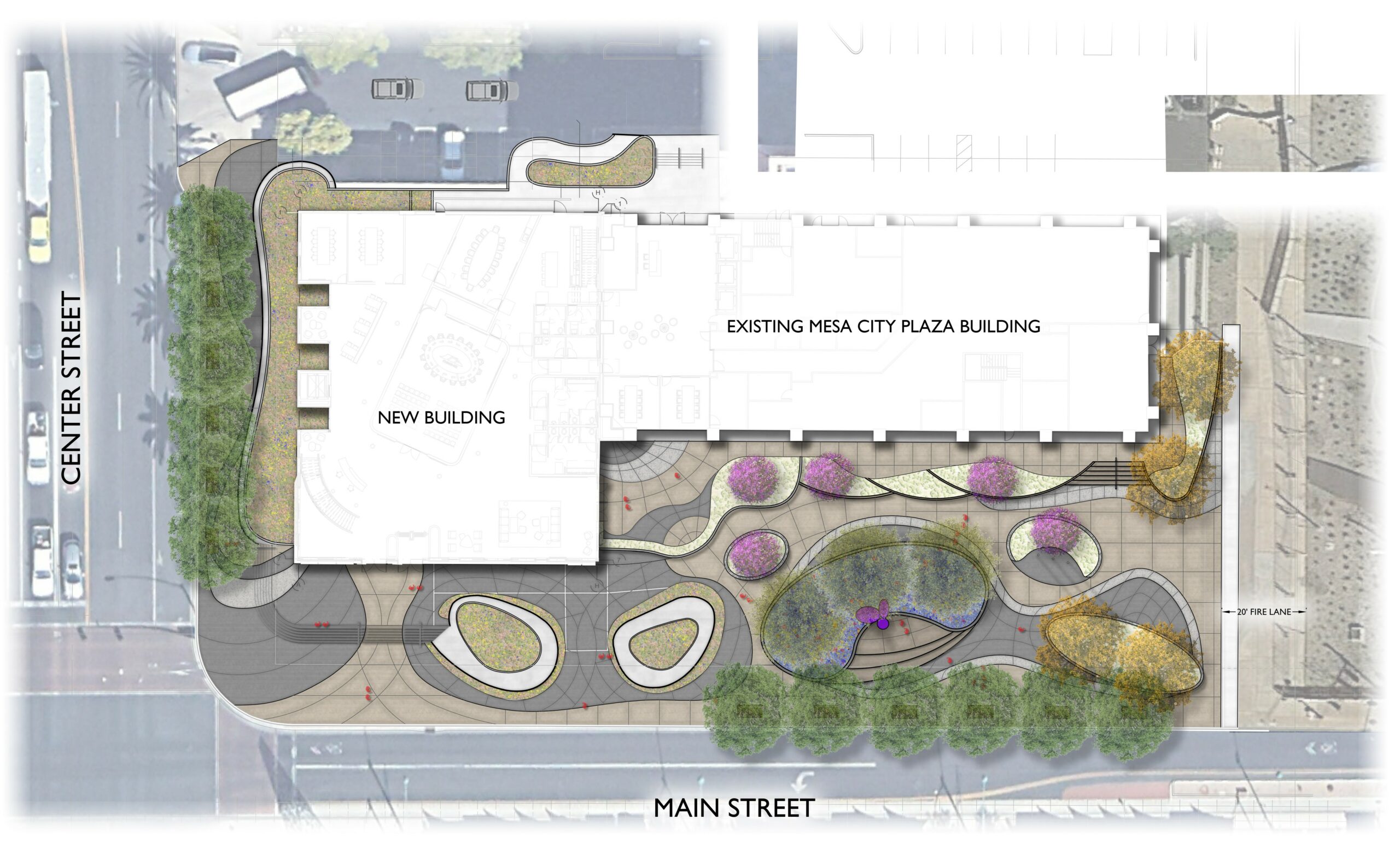 plan of the council chambers and courtyard.